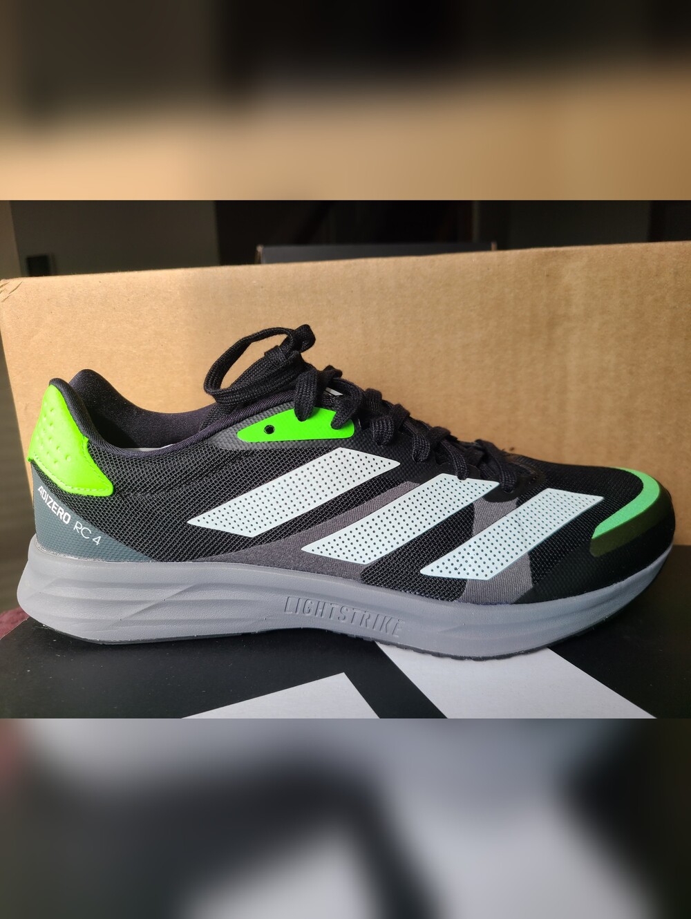 Adidas Adizero Rc 4 M Black And Green Men Size 7.5 - Picture 2 of 5
